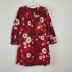 Gap dress 4T girls soft corduroy floral long sleeve fall burgundy red boho